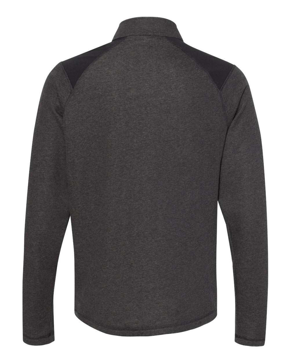 Adidas A463 Heathered Quarter Zip Pullover with Colorblocked Shoulders - Black Heather