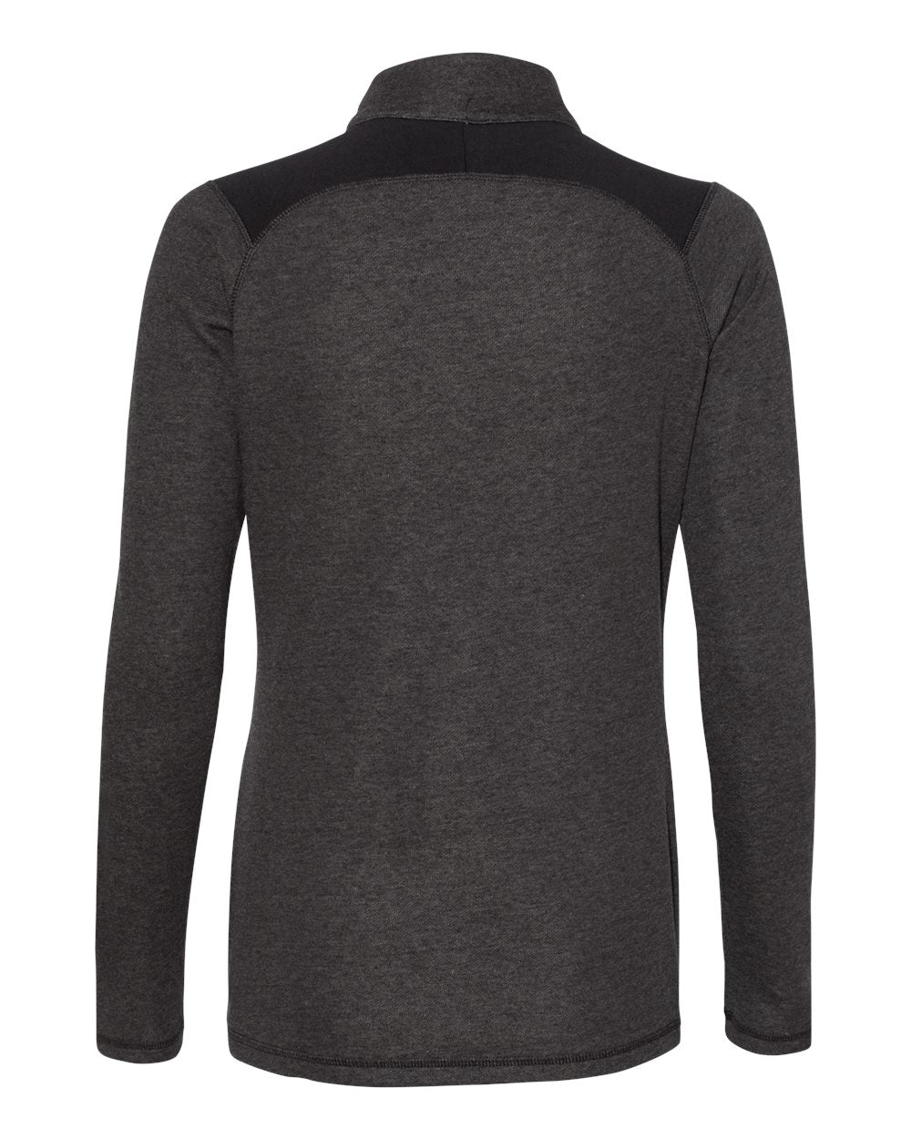 Adidas A464 Women's Heathered Quarter Zip Pullover with Colorblocked Shoulders - Black Heather