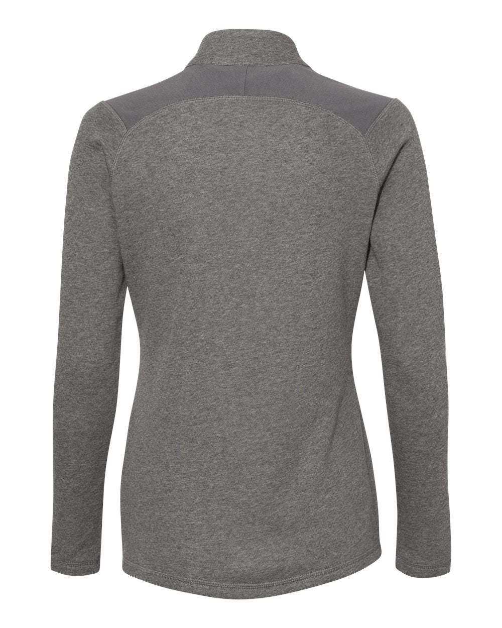 Adidas A464 Women's Heathered Quarter Zip Pullover with Colorblocked Shoulders - Grey Five Heather