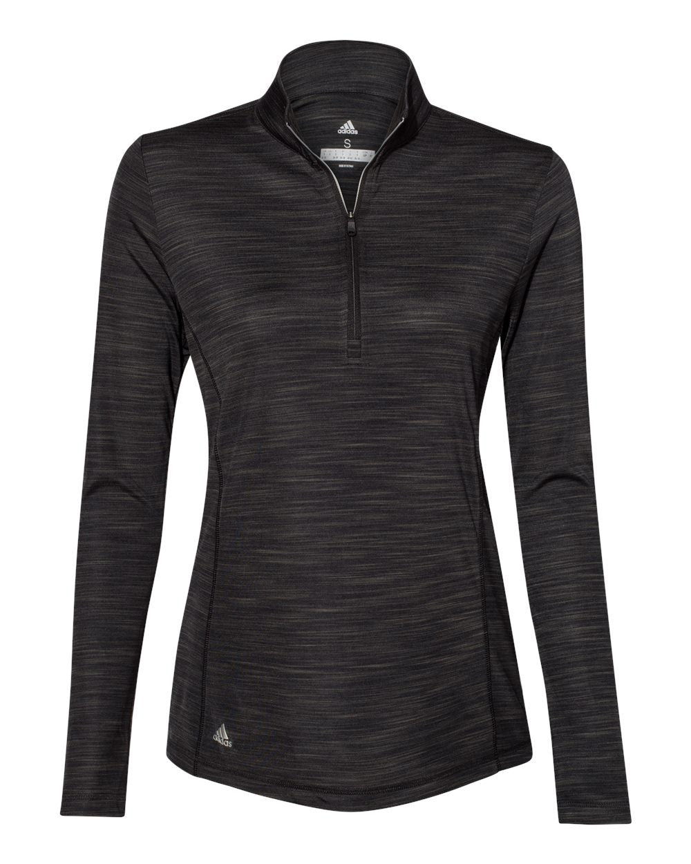 Adidas A476 Women's Lightweight M??lange Quarter-Zip Pullover - Black Melange