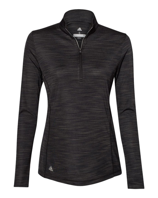 Adidas A476 Women's Lightweight M??lange Quarter-Zip Pullover - Black Melange