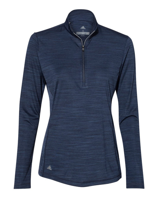 Adidas A476 Women's Lightweight M??lange Quarter-Zip Pullover - Collegiate Navy Melange