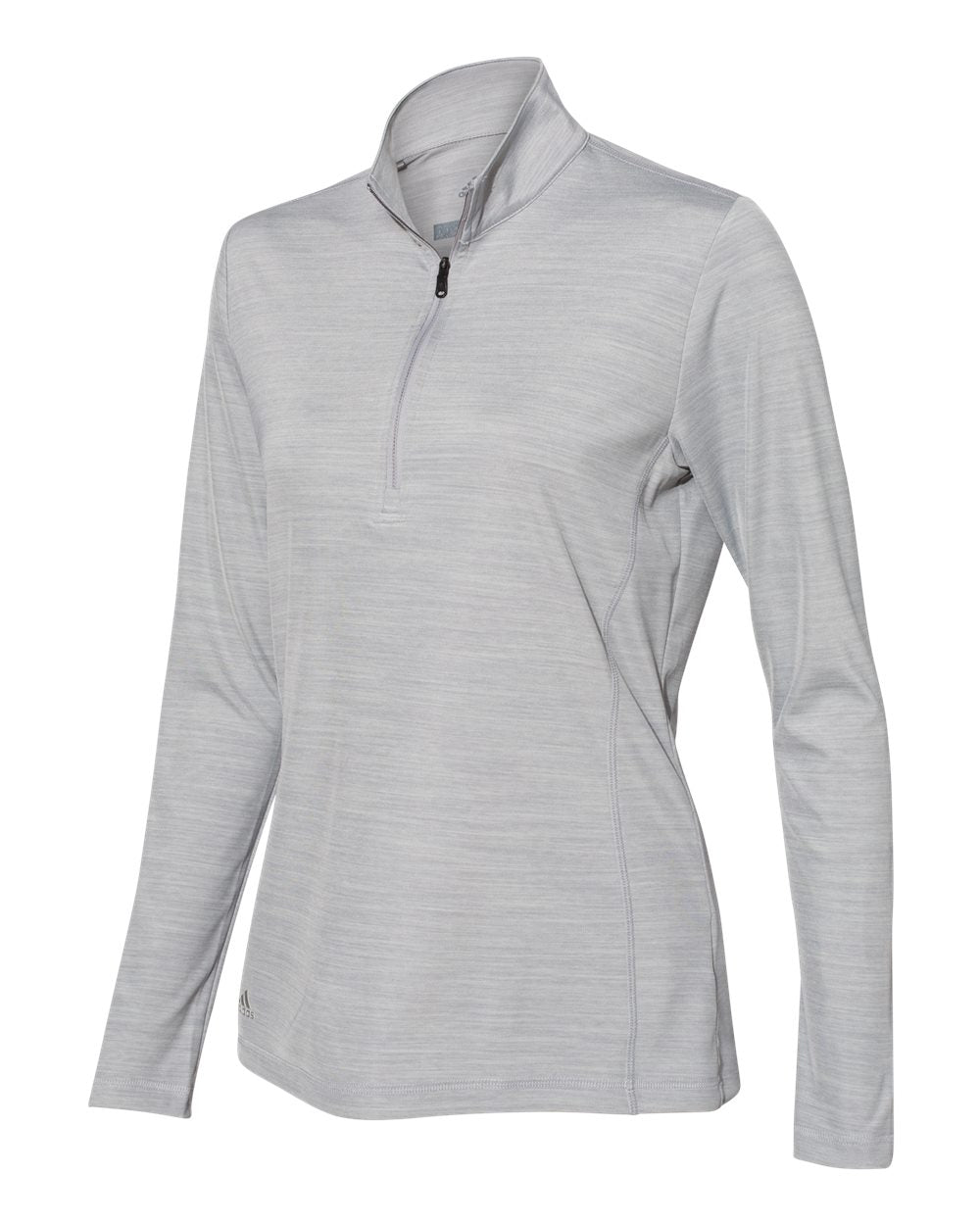 Adidas A476 Women's Lightweight M??lange Quarter-Zip Pullover - Mid Grey Melange