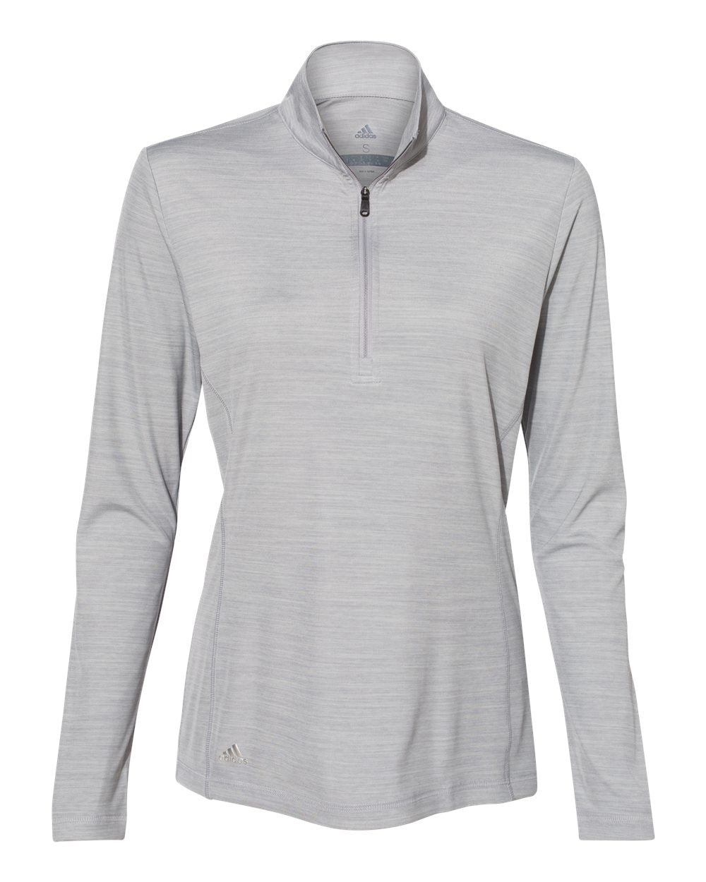 Adidas A476 Women's Lightweight M??lange Quarter-Zip Pullover - Mid Grey Melange