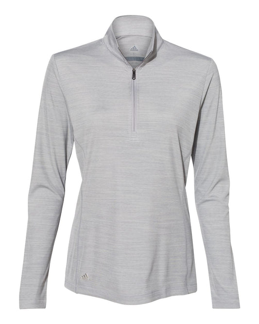 Adidas A476 Women's Lightweight M??lange Quarter-Zip Pullover - Mid Grey Melange