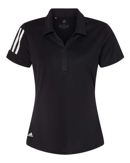 Adidas A481 Women's Floating 3-Stripes Polo - Black White