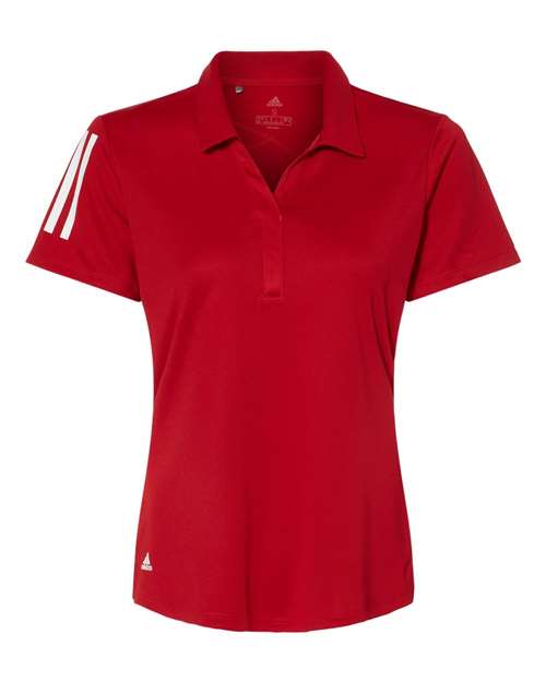 Adidas A481 Women's Floating 3-Stripes Polo - Team Power Red White