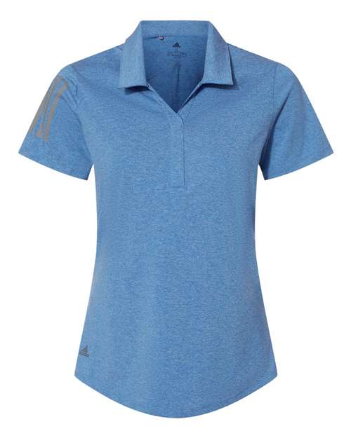 Adidas A481 Women's Floating 3-Stripes Polo - True Blue Heather Grey Three