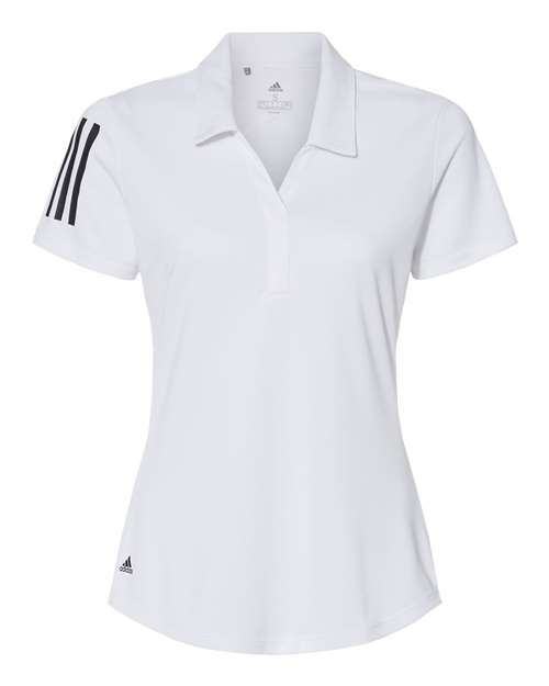 Adidas A481 Women's Floating 3-Stripes Polo - White Black
