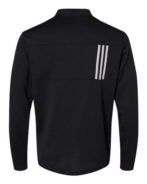 Adidas A482 3-Stripes Double Knit Quarter-Zip Pullover - Black Grey Two