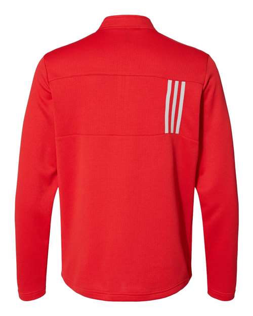 Adidas A482 3-Stripes Double Knit Quarter-Zip Pullover - Team Collegiate Red Grey Two