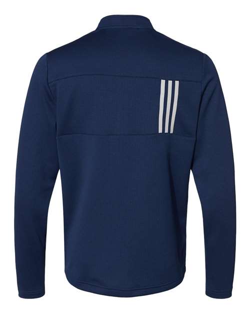 Adidas A482 3-Stripes Double Knit Quarter-Zip Pullover - Team Navy Blue Grey Two