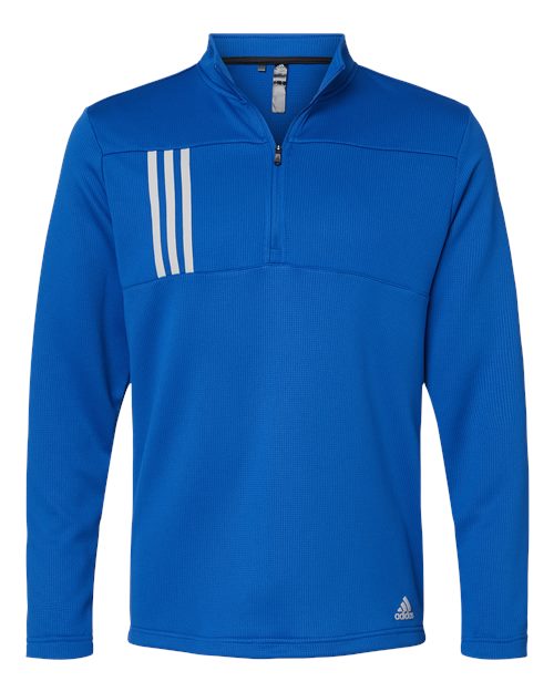 Adidas A482 3-Stripes Double Knit Quarter-Zip Pullover - Team Royal Grey Two