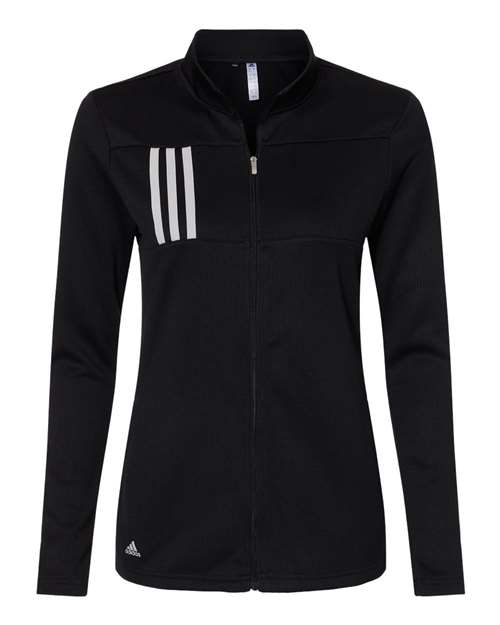 Adidas A483 Women's 3-Stripes Double Knit Full-Zip - Black Grey Two