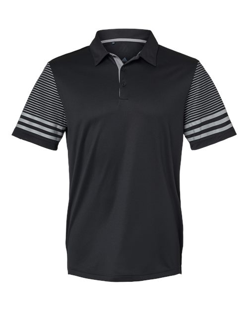 Adidas A490 Striped Sleeve Polo - Black Grey Three