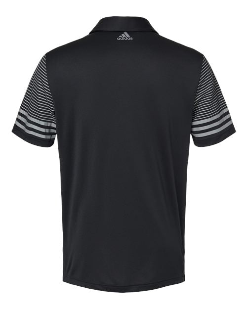 Adidas A490 Striped Sleeve Polo - Black Grey Three