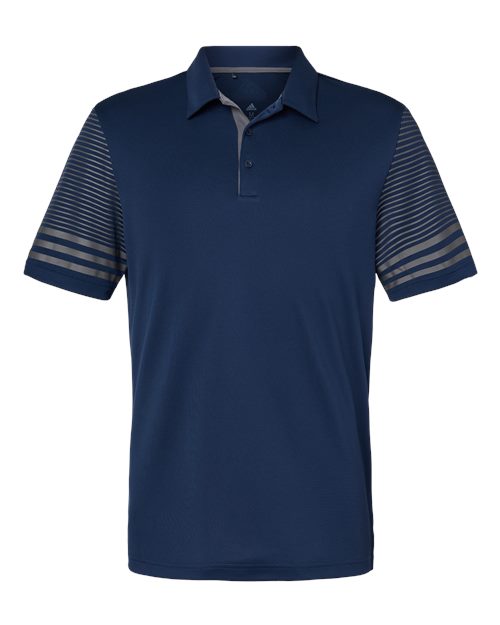 Adidas A490 Striped Sleeve Polo - Team Navy Blue Grey Five