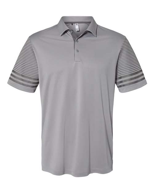 Adidas A490 Striped Sleeve Polo - Grey Three Grey Five