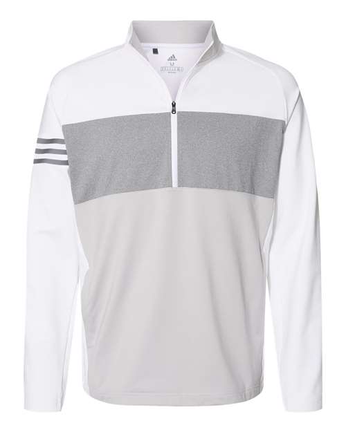 Adidas A492 3-Stripes Competition Quarter-Zip Pullover - White Grey Three Heather Grey Three