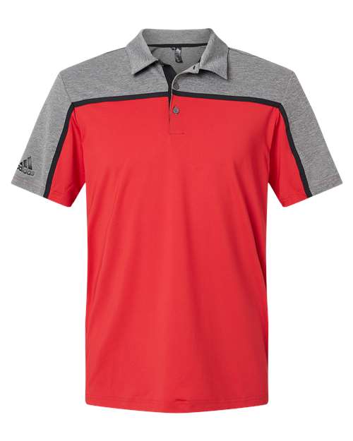 Adidas A512 Ultimate Colorblock Polo - Collegiate Red Black Grey Five Melange