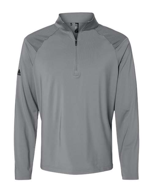 Adidas A520 Shoulder Stripe Quarter-Zip Pullover - Grey Three