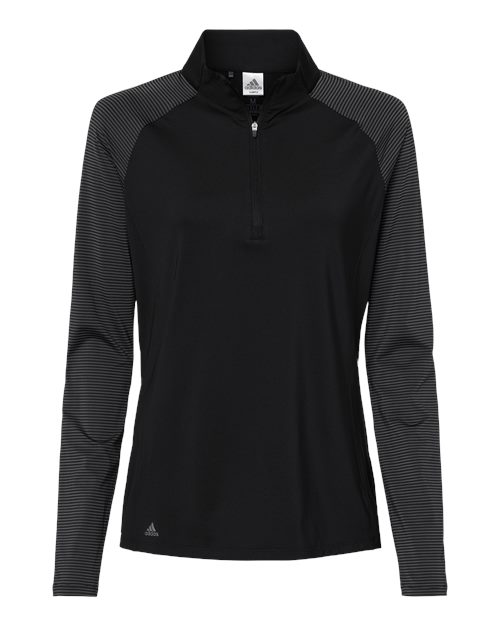Adidas A521 Women's Stripe Block Quarter-Zip Pullover - Black