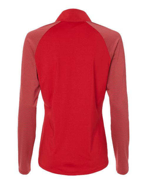 Adidas A521 Women's Stripe Block Quarter-Zip Pullover - Team Power Red