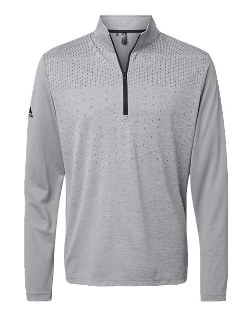 Adidas A522 Heather Block Print Quarter-Zip Pullover - Grey Three Melange Black