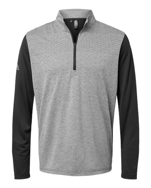 Adidas A522 Heather Block Print Quarter-Zip Pullover - Black Melange Black
