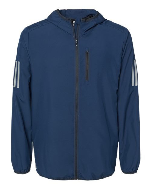 Adidas A524 Hooded Full-Zip Windbreaker - Collegiate Navy