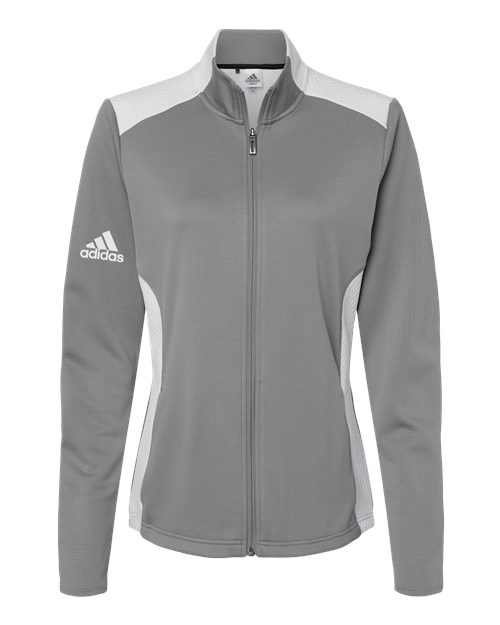 Adidas A529 Women's Textured Mixed Media Full-Zip Jacket - Grey Three White