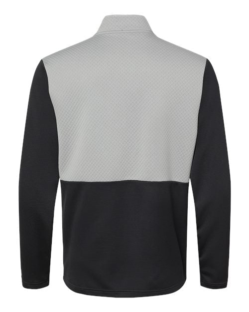 Adidas A532 Textured Mixed Media Quarter-Zip Pullover - Black Grey Three