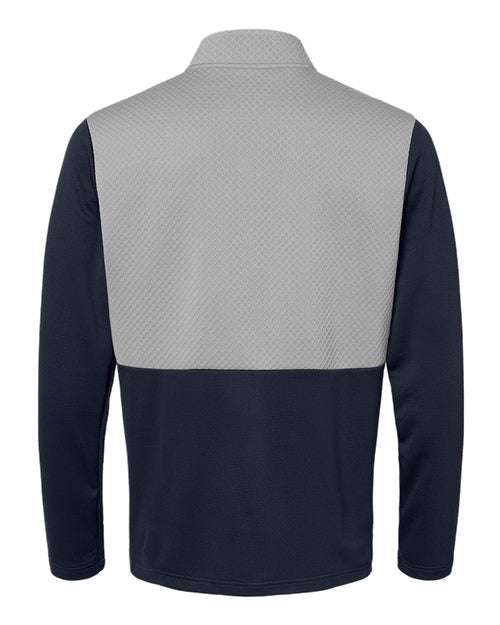 Adidas A532 Textured Mixed Media Quarter-Zip Pullover - Collegiate Navy Grey Three