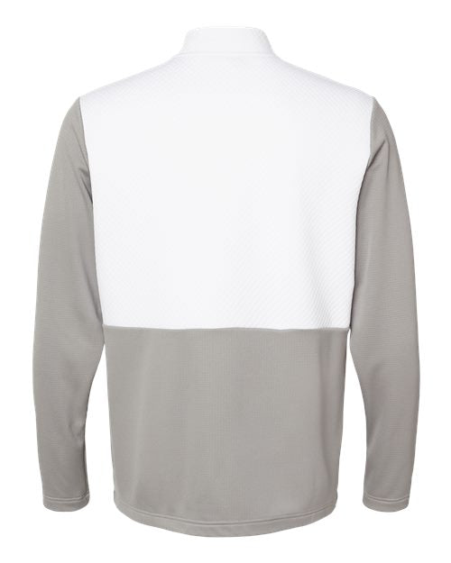 Adidas A532 Textured Mixed Media Quarter-Zip Pullover - Grey Three White