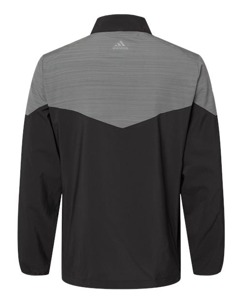 Adidas A546 Heather Chevron Quarter-Zip Wind Pullover - Black Black Heather