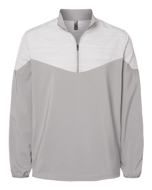 Adidas A546 Heather Chevron Quarter-Zip Wind Pullover - Grey Three Grey Three Heather