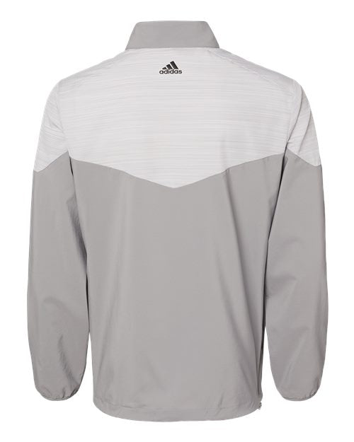 Adidas A546 Heather Chevron Quarter-Zip Wind Pullover - Grey Three Grey Three Heather