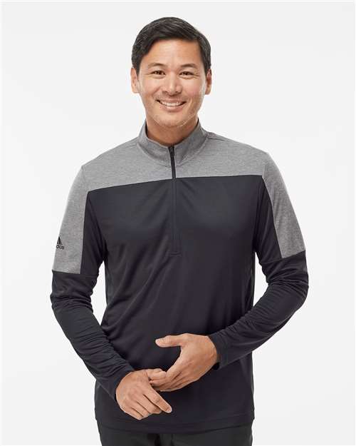 Adidas A552 Lightweight Quarter-Zip Pullover - Black Gray Three Melange