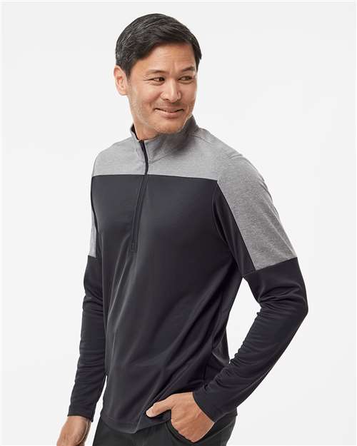 Adidas A552 Lightweight Quarter-Zip Pullover - Black Gray Three Melange
