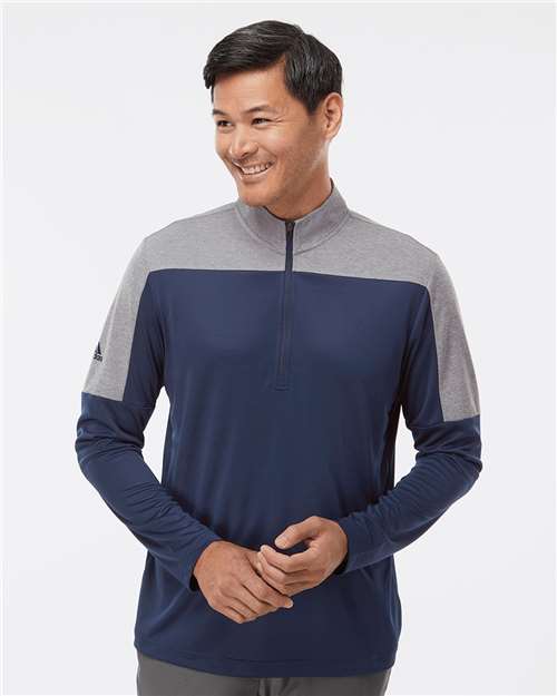 Adidas A552 Lightweight Quarter-Zip Pullover - Collegiate Navy Gray Three Melange
