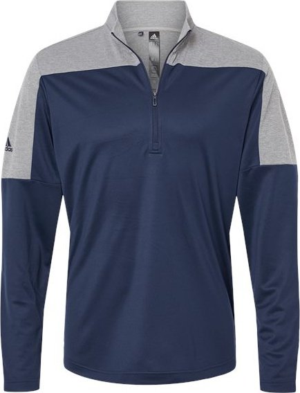 Adidas A552 Lightweight Quarter-Zip Pullover - Collegiate Navy Gray Three Melange