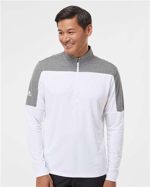 Adidas A552 Lightweight Quarter-Zip Pullover - White Gray Three Melange
