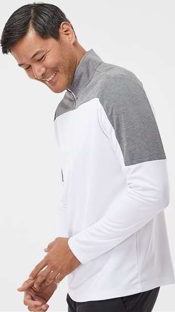 Adidas A552 Lightweight Quarter-Zip Pullover - White Gray Three Melange