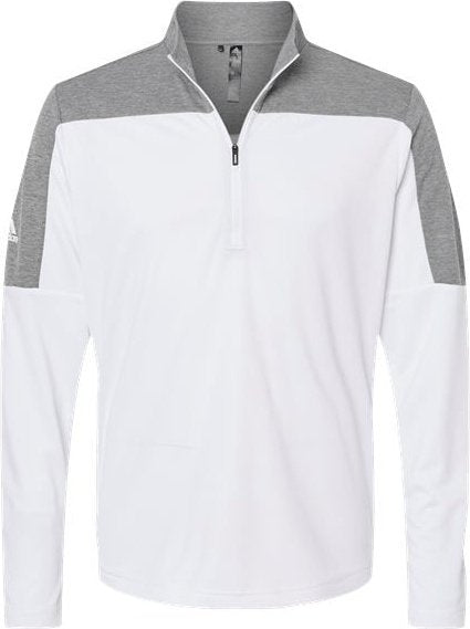 Adidas A552 Lightweight Quarter-Zip Pullover - White Gray Three Melange