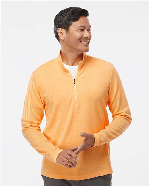Adidas A554 3-Stripes Quarter-Zip Sweater - Acid Orange Melange