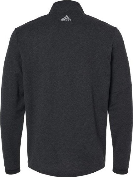 Adidas A554 3-Stripes Quarter-Zip Sweater - Black Melange