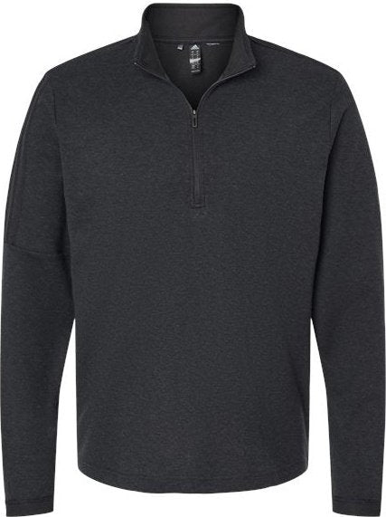 Adidas A554 3-Stripes Quarter-Zip Sweater - Black Melange