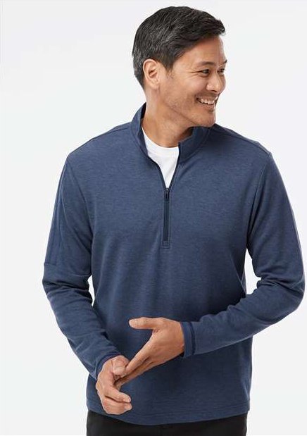 Adidas A554 3-Stripes Quarter-Zip Sweater - Collegiate Navy Melange