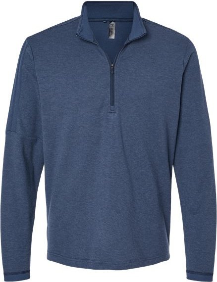 Adidas A554 3-Stripes Quarter-Zip Sweater - Collegiate Navy Melange