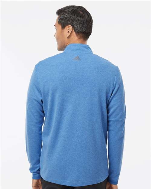 Adidas A554 3-Stripes Quarter-Zip Sweater - Focus Blue Melange